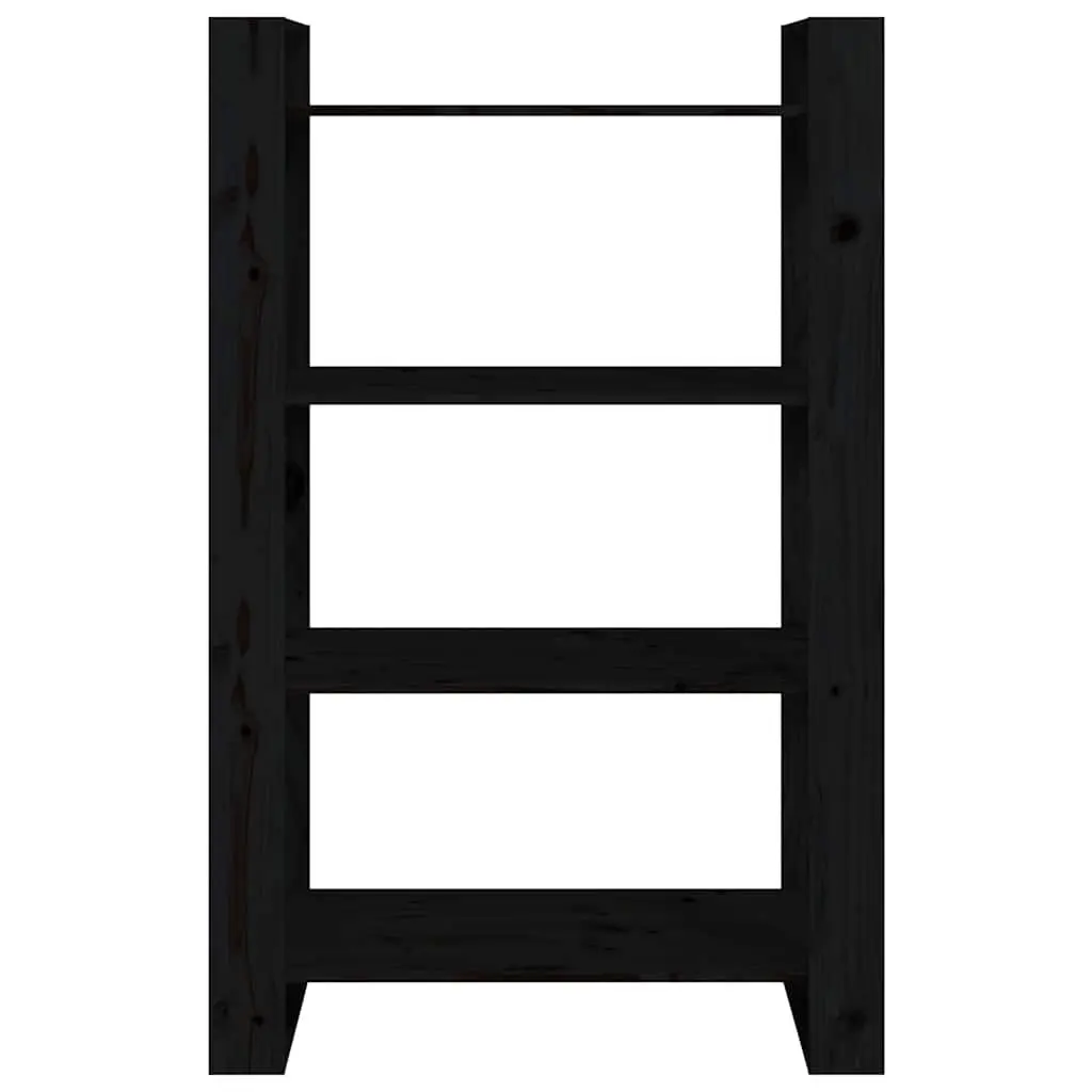 Black Solid Pine Wood Book Cabinet and Room Divider