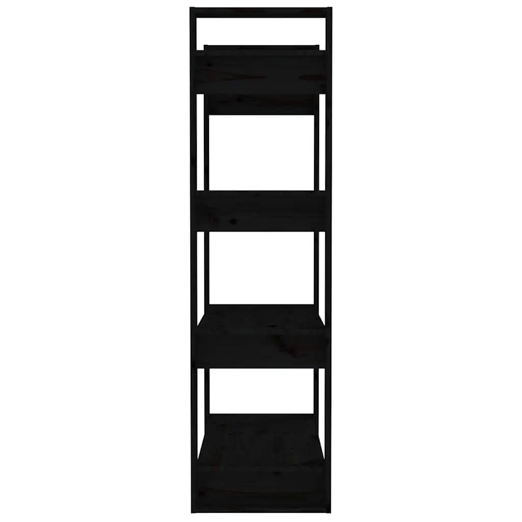 Black Solid Pine Wood Book Cabinet and Room Divider