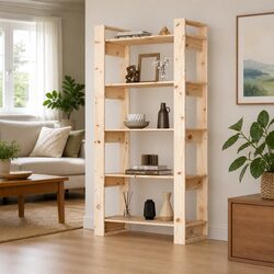 Brown Solid Wood Book Cabinet for Storage and Room Division