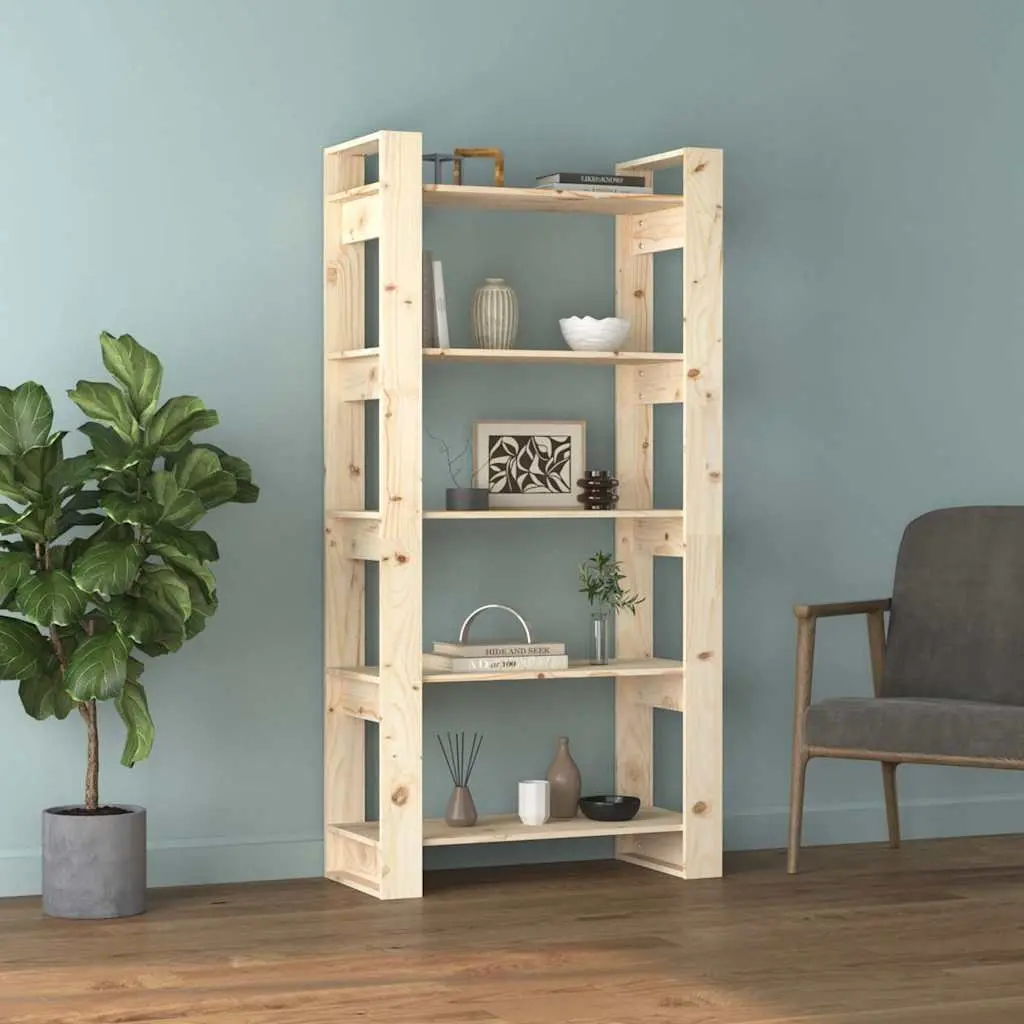 Brown Solid Wood Book Cabinet for Storage and Room Division