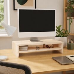 Wooden Monitor Stand with Storage Shelf in Brown 50x24x13cm
