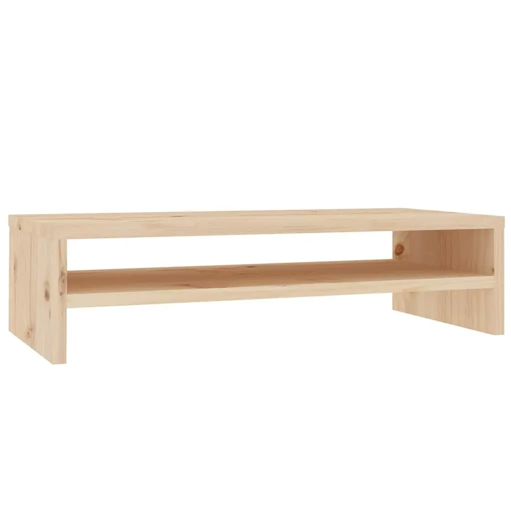 Monitor Stand Wooden Desktop Riser Storage Shelf Brown 50x24x13cm Solid Pine Wood