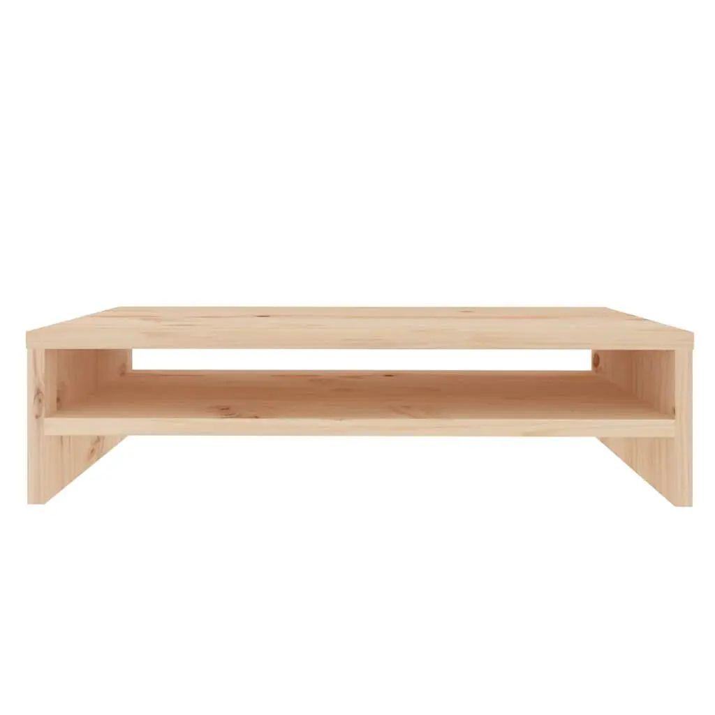 Monitor Stand Wooden Desktop Riser Storage Shelf Brown 50x24x13cm Solid Pine Wood