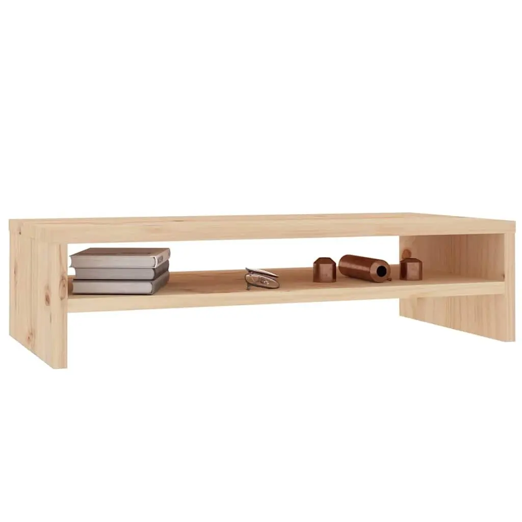 Monitor Stand Wooden Desktop Riser Storage Shelf Brown 50x24x13cm Solid Pine Wood