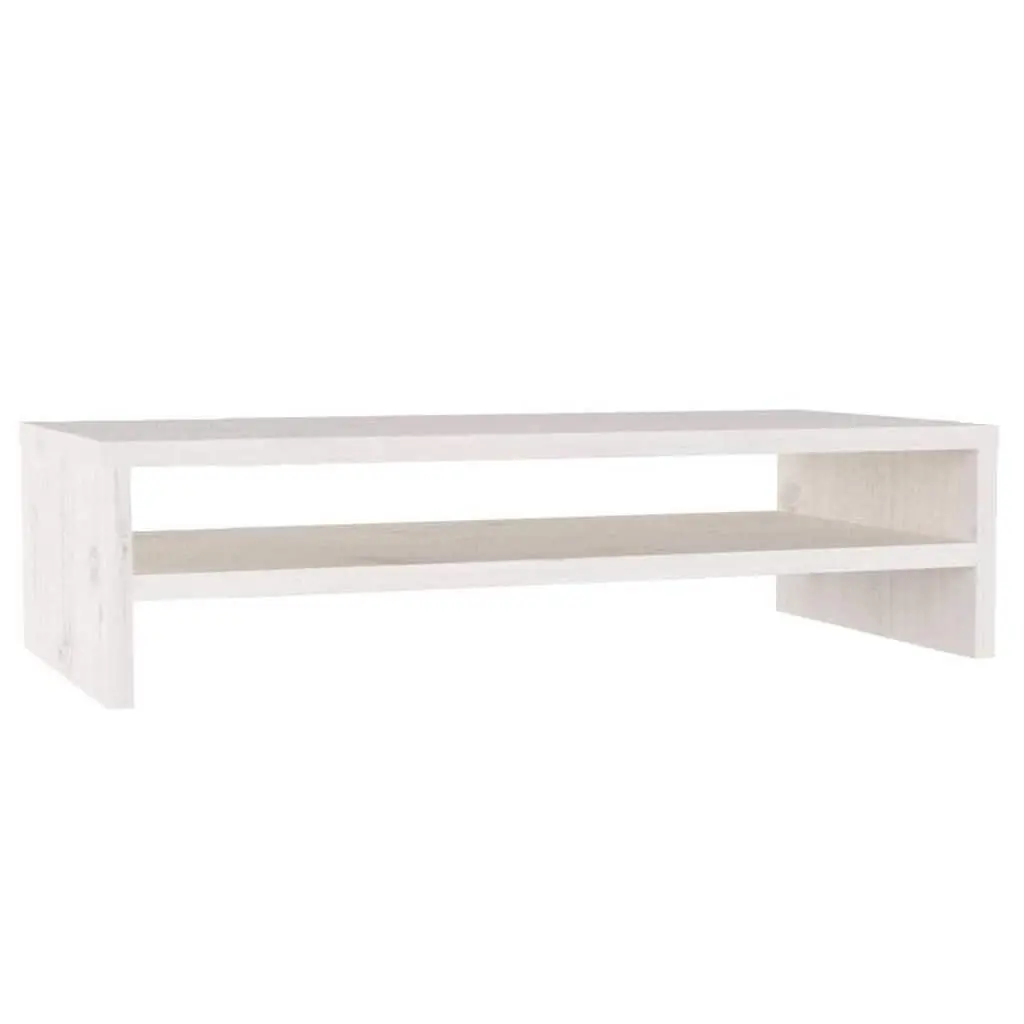 Monitor Stand White Solid Wood Pine Riser Desk Storage Shelf