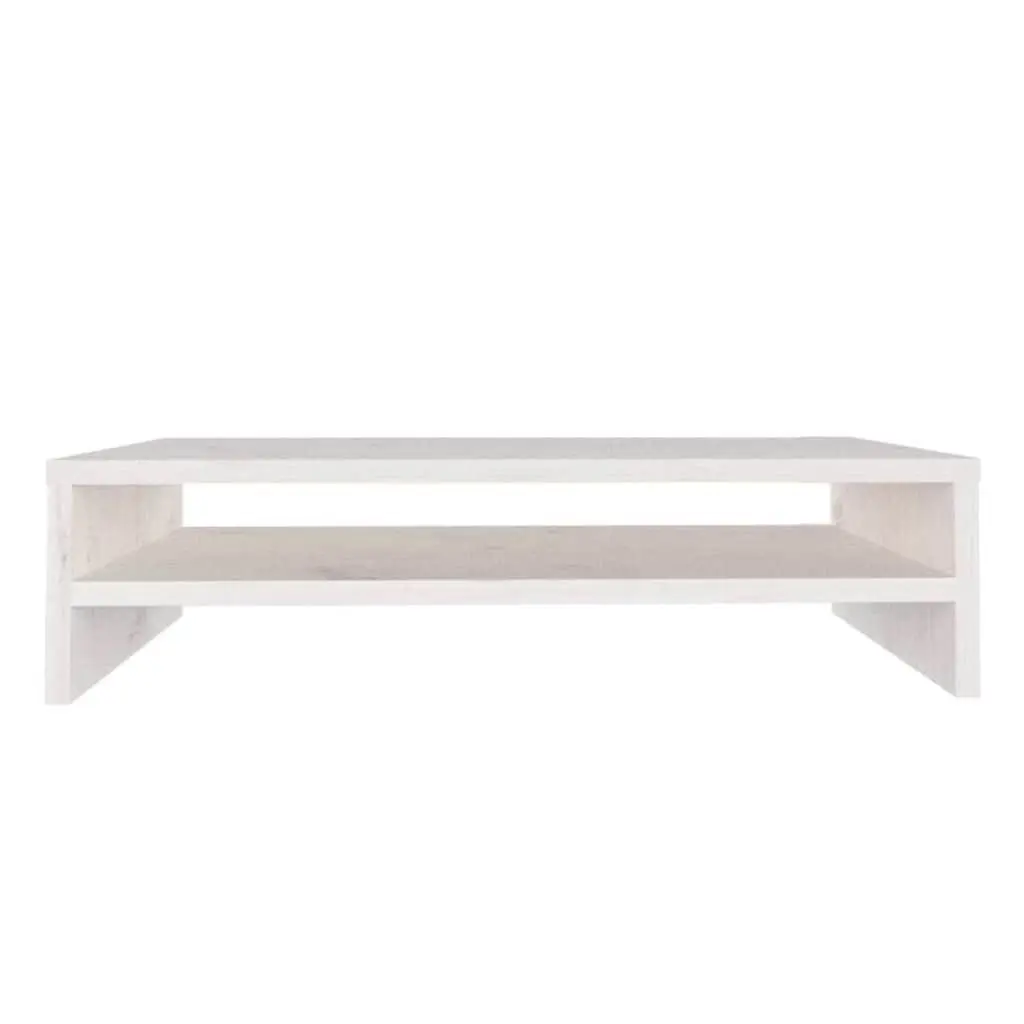 Monitor Stand White Solid Wood Pine Riser Desk Storage Shelf