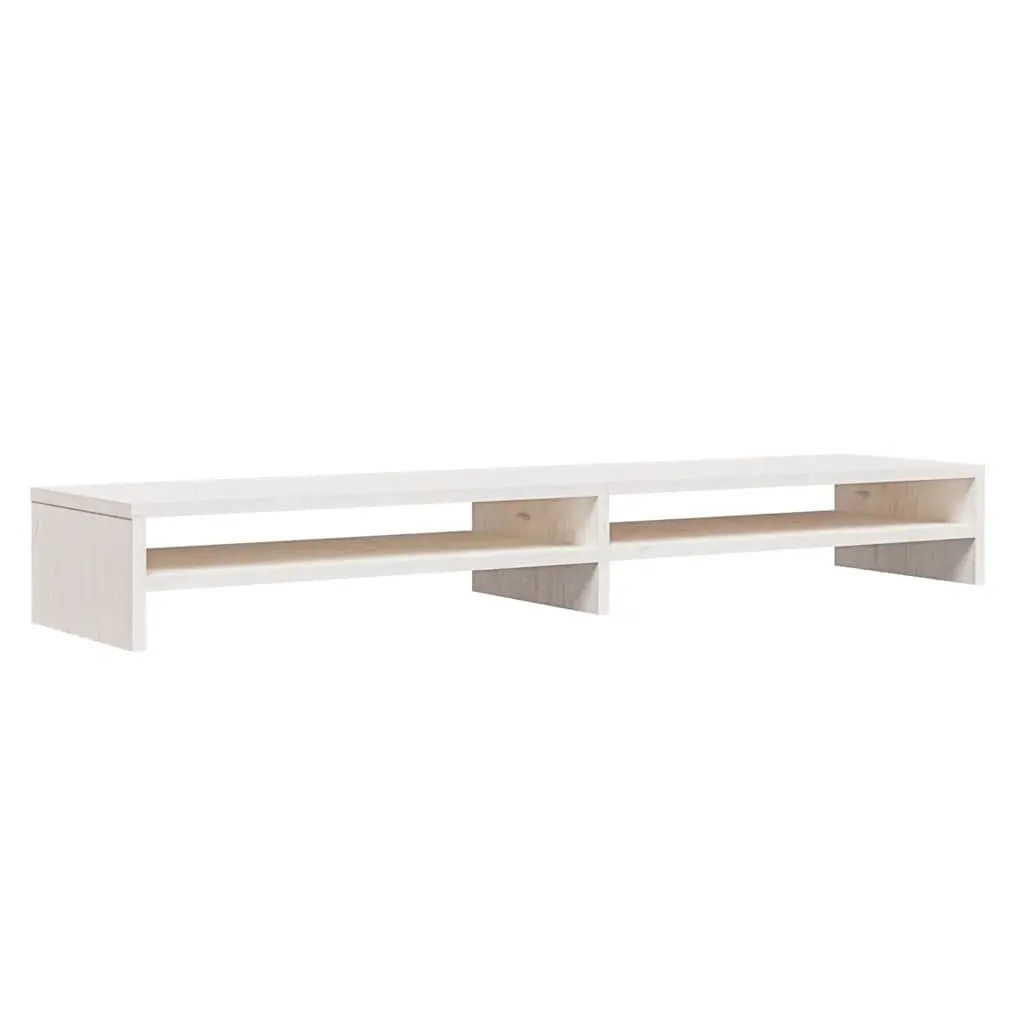 Monitor Stand White Solid Wood Pine 100x24x13cm
