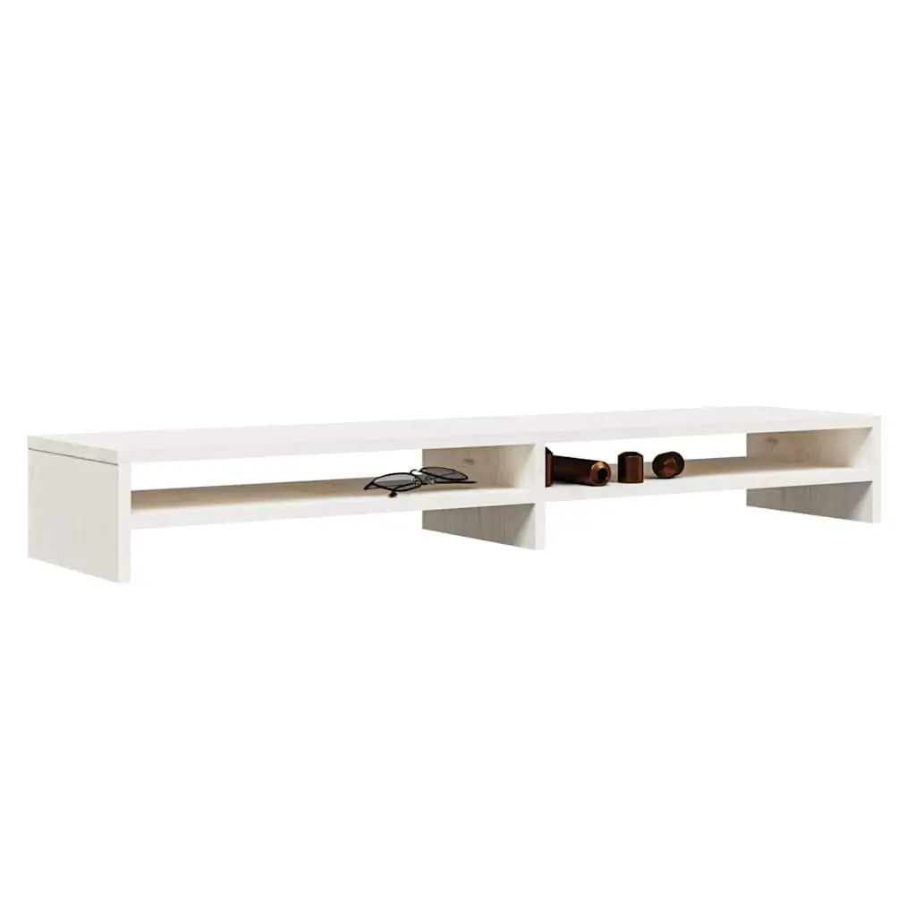 Monitor Stand White Solid Wood Pine 100x24x13cm