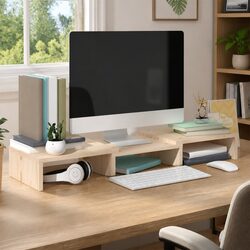 Wooden Monitor Stand Riser 60x24x10.5cm for Comfort