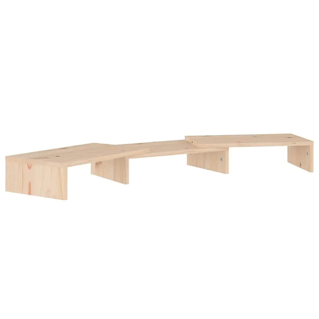Monitor Stand Solid Wood Pine Riser Adjustable Shelves Brown 80cm