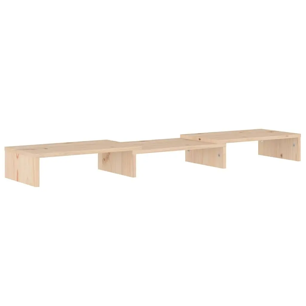 Monitor Stand Solid Wood Pine Riser Adjustable Shelves Brown 80cm