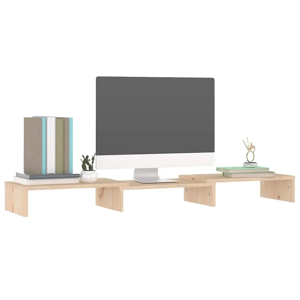 Monitor Stand Solid Wood Pine Riser Adjustable Shelves Brown 80cm