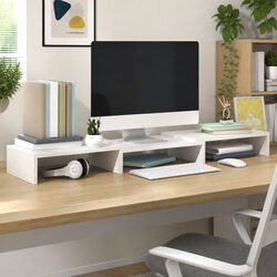 Solid Wood Pine Monitor Stand with Adjustable Storage