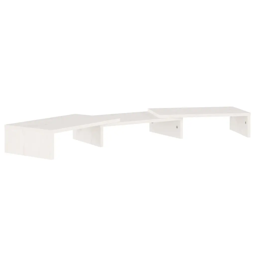 Monitor Stand White Solid Wood Pine Desk Riser Adjustable Storage