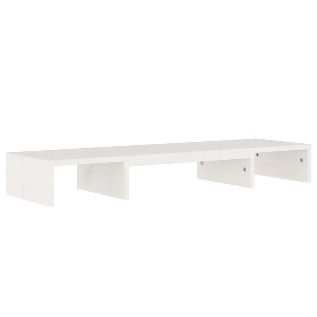 Monitor Stand White Solid Wood Pine Desk Riser Adjustable Storage