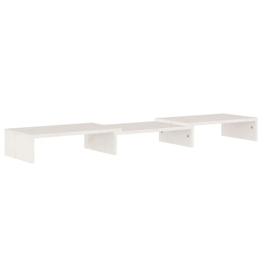 Monitor Stand White Solid Wood Pine Desk Riser Adjustable Storage