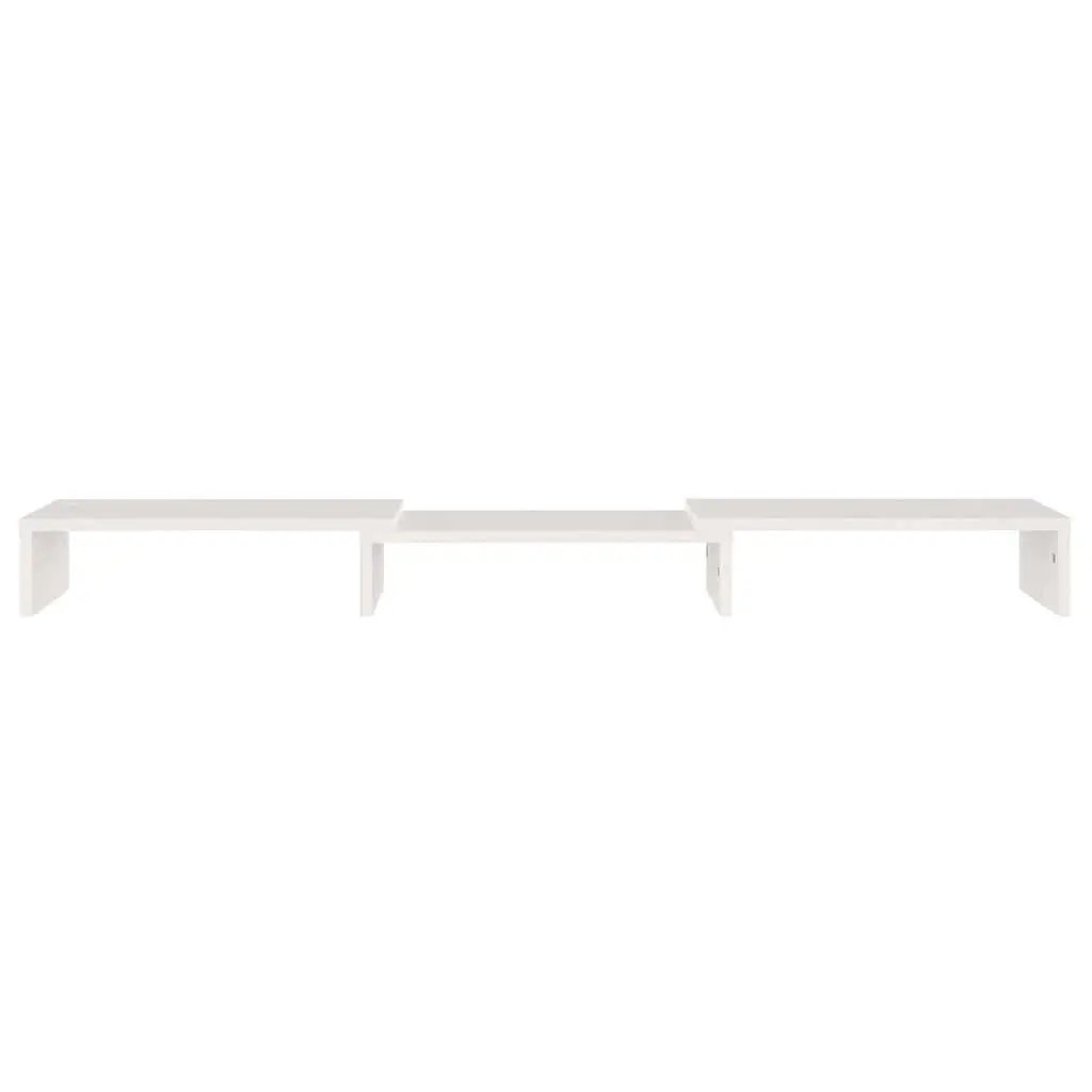 Monitor Stand White Solid Wood Pine Desk Riser Adjustable Storage