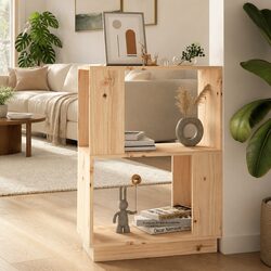 Warm Brown Pine Book Cabinet Room Divider
