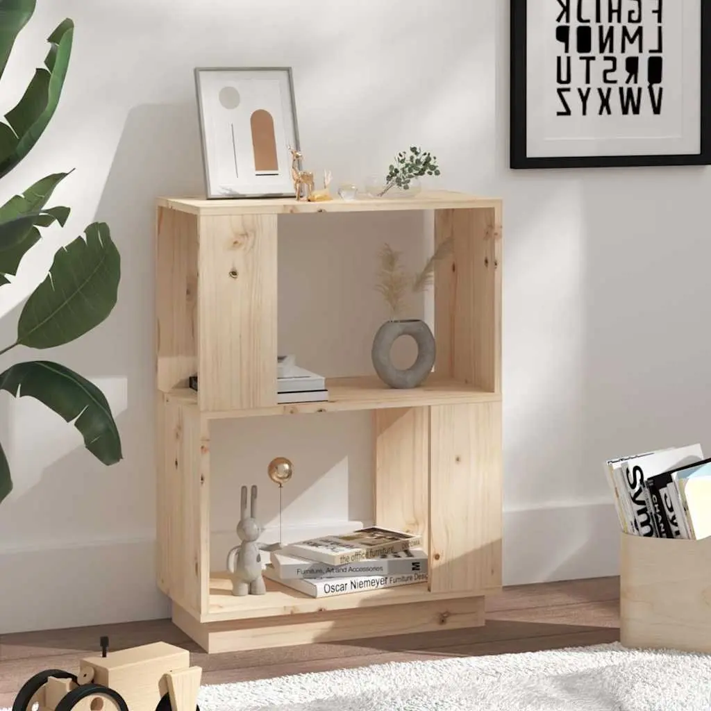Wooden Book Cabinet Room Divider Bookshelf Storage Organizer Brown Pine 51W x 25D x 70H cm