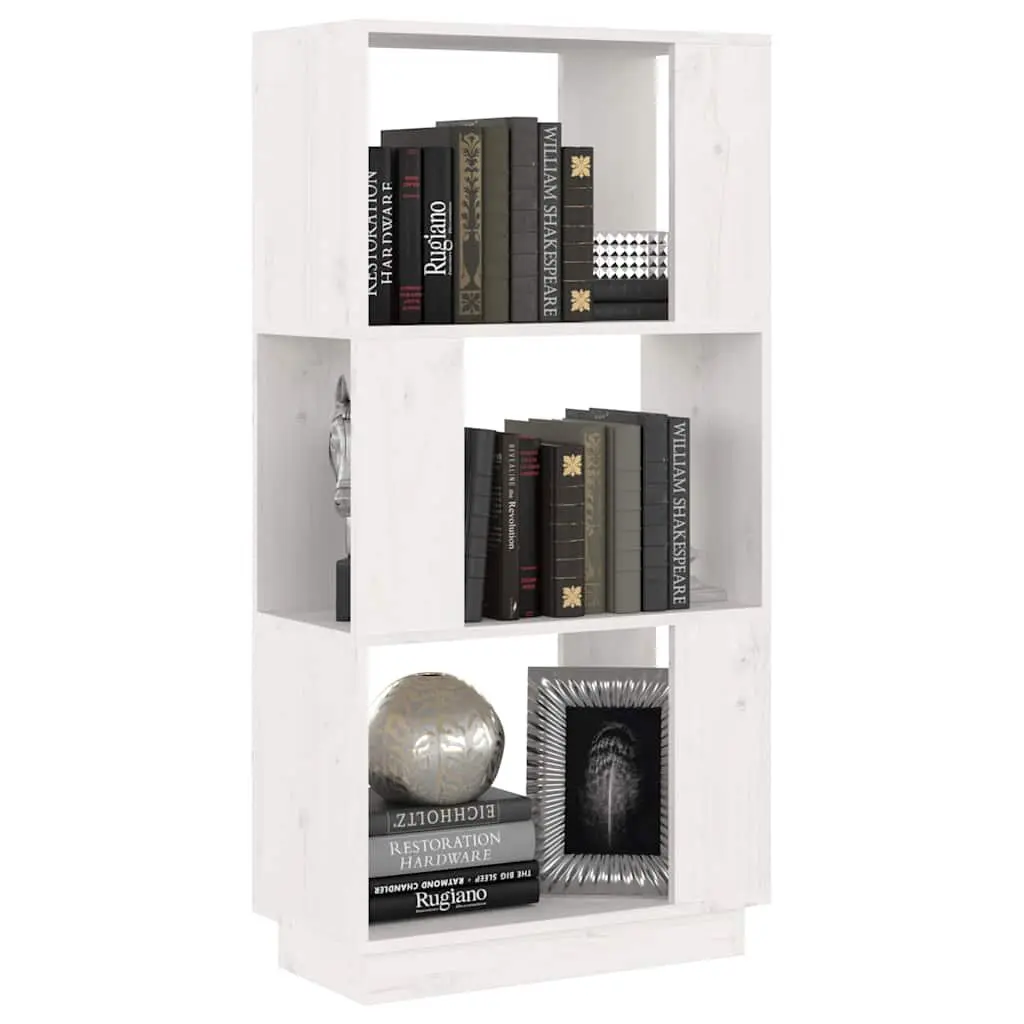Book Cabinet Room Divider White Solid Pine Wood Shelving Storage Bookcase
