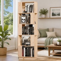Warm Solid Wood Pine Book Cabinet Room Divider 51x25x163.5cm