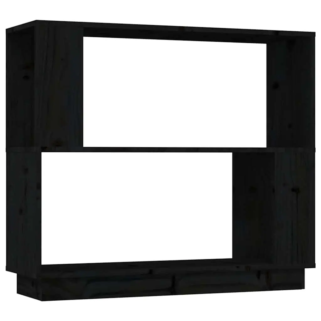 Room Divider Book Cabinet Black Solid Pine Wood 80Wx25Dx70H CM Rustic Bookshelf Storage