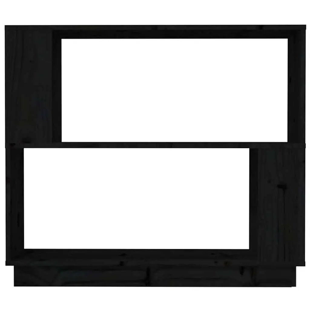 Room Divider Book Cabinet Black Solid Pine Wood 80Wx25Dx70H CM Rustic Bookshelf Storage