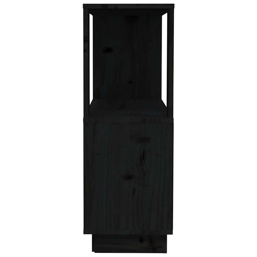 Room Divider Book Cabinet Black Solid Pine Wood 80Wx25Dx70H CM Rustic Bookshelf Storage