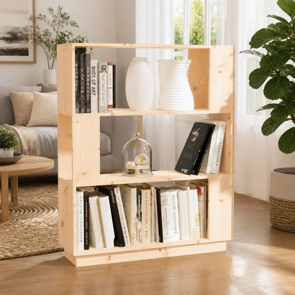 Book Cabinet Room Divider Brown 80x25x101cm Solid Pine Wood