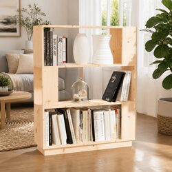 Solid Pine Wood Book Cabinet Room Divider 80x25x101cm