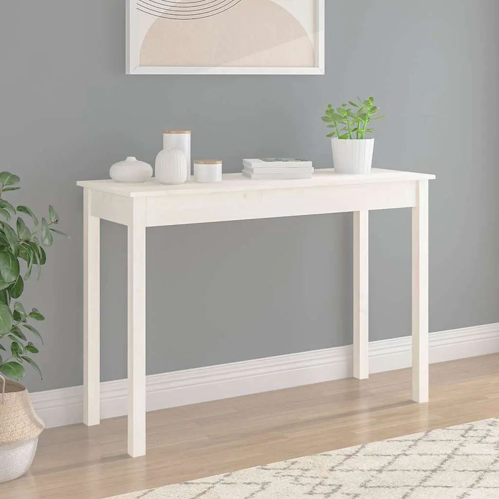 White Wooden Console Table 110x40x75 cm for Living Spaces