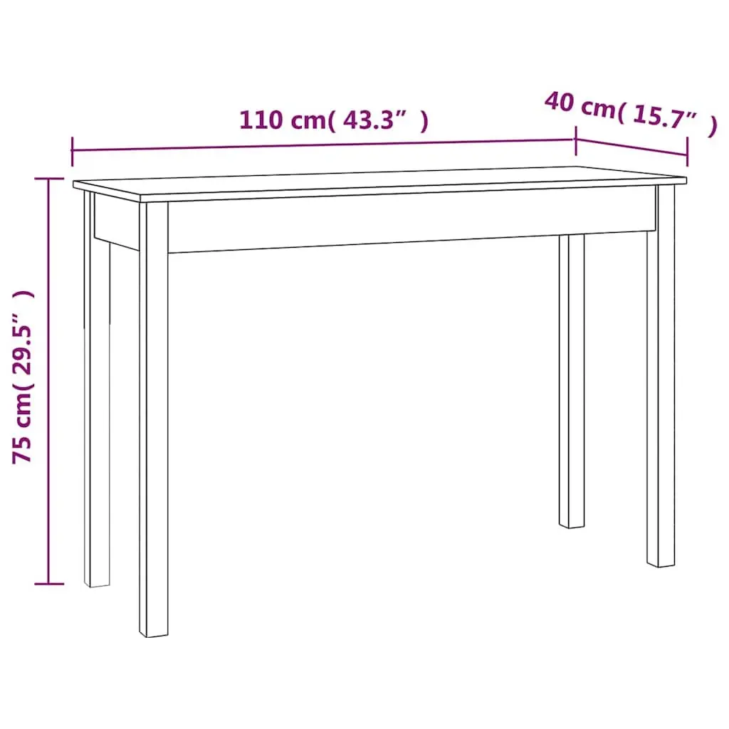 White Wooden Console Table 110x40x75 cm for Living Spaces