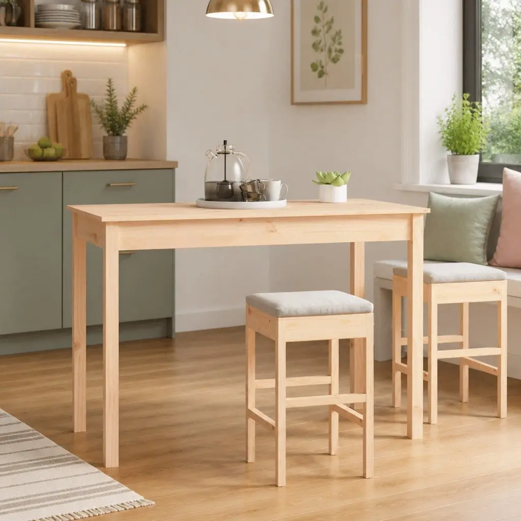 Solid Wood Pine Dining Table 110x55x75cm Brown Kitchen Room Furniture