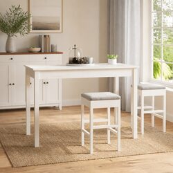 White Solid Pine Wood Dining Table 110x55x75 cm