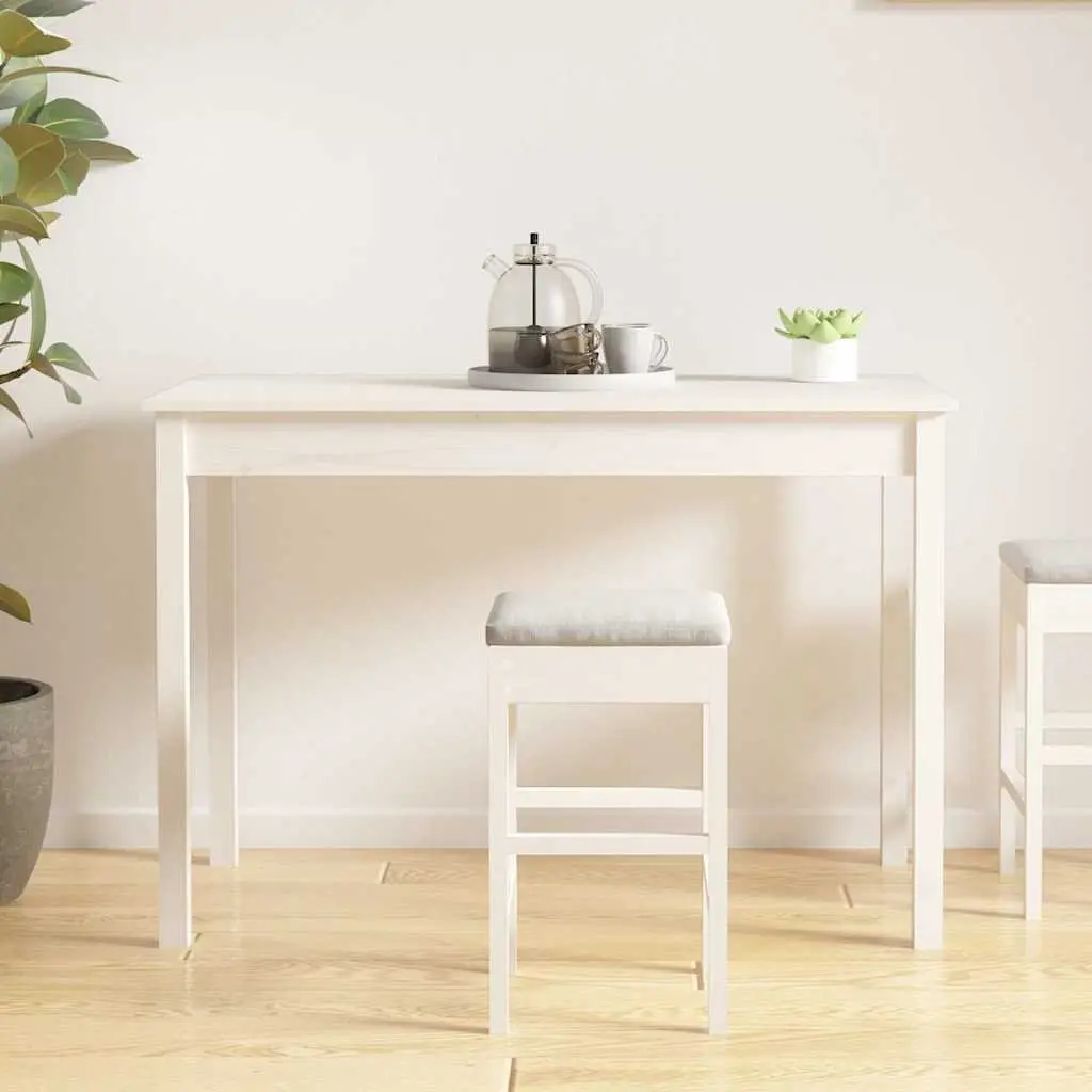 White Solid Pine Wood Dining Table 110x55x75 cm