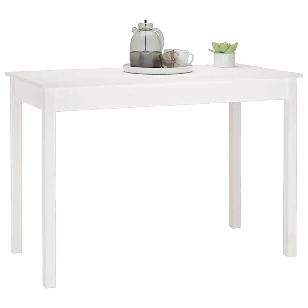 White Solid Pine Wood Dining Table 110x55x75 cm