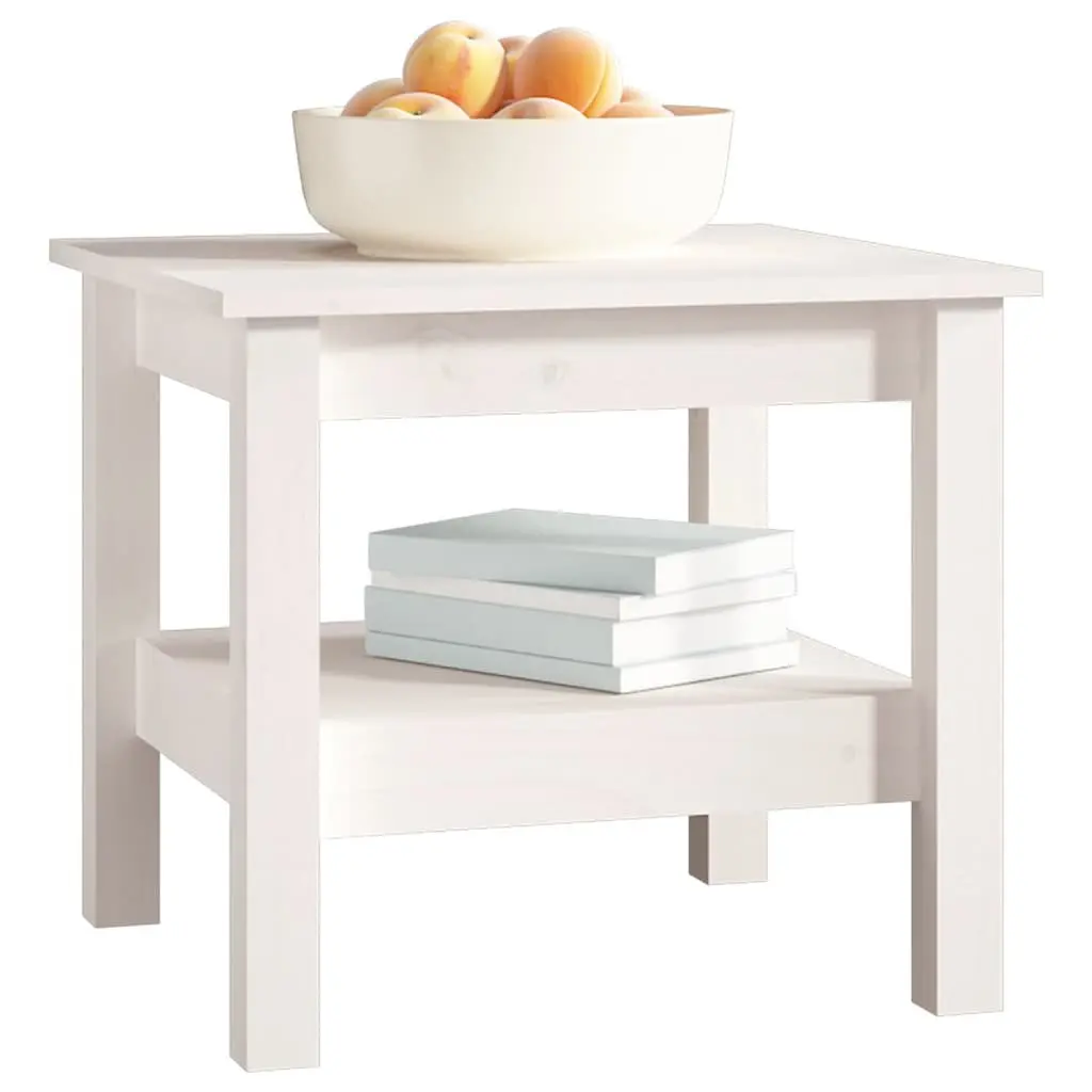 White Solid Pine Wood Coffee Table 45x45x40cm Living Room Accent Furniture