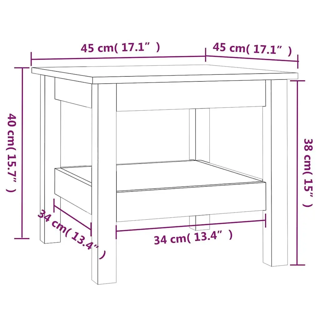 White Solid Pine Wood Coffee Table 45x45x40cm Living Room Accent Furniture