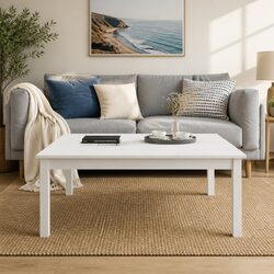 White Solid Pine Coffee Table 100x100x40 cm Stylish