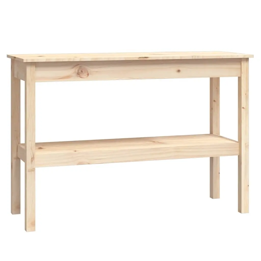 Solid Pine Wood Console Table with Storage Shelf