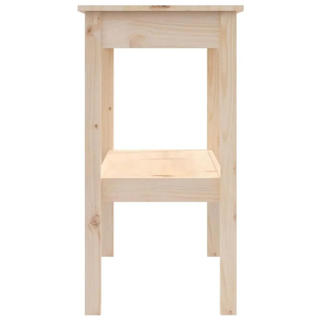 Solid Pine Wood Console Table with Storage Shelf