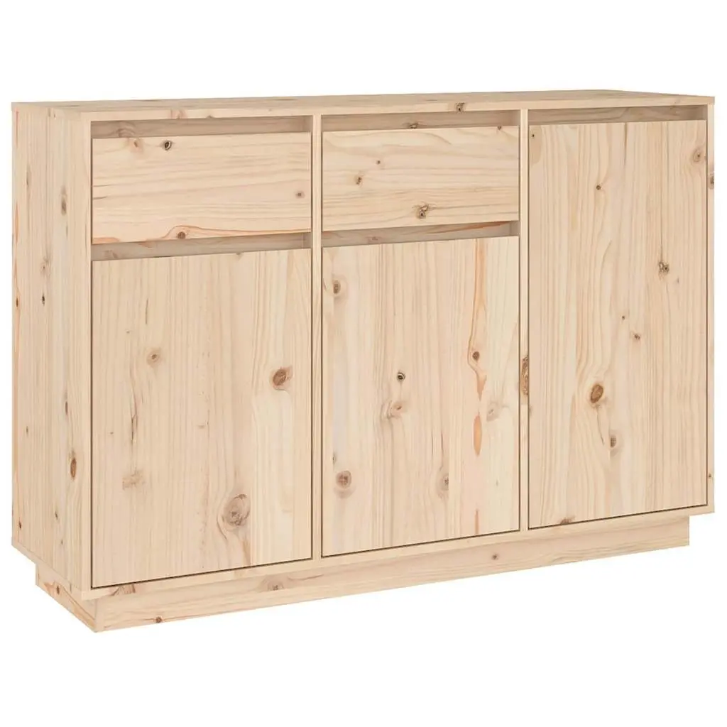 Brown Solid Pine Wood Sideboard Cabinet 110cm