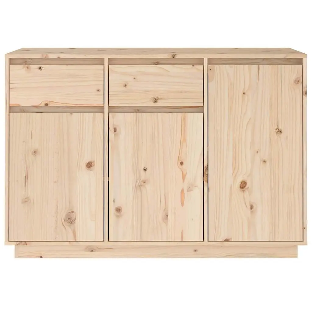 Brown Solid Pine Wood Sideboard Cabinet 110cm