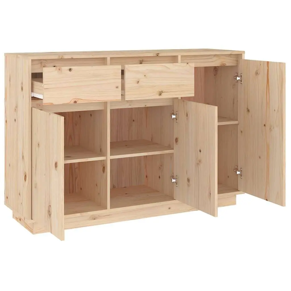 Brown Solid Pine Wood Sideboard Cabinet 110cm