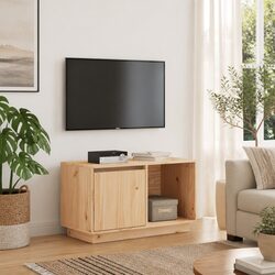Warm Brown Pine Solid Wood TV Cabinet 74x35x44 cm