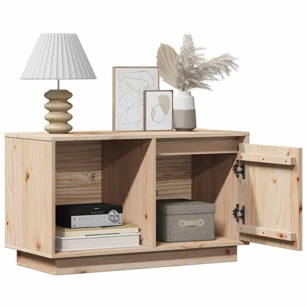 Solid Wood TV Cabinet 74x35x44 cm Brown Pine Storage Unit Living Room Furniture