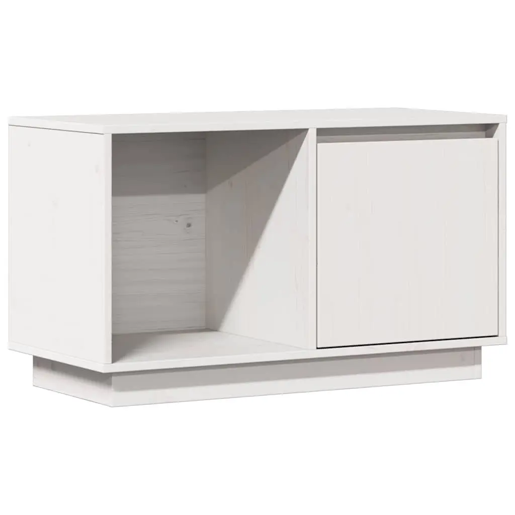 TV Cabinet White Solid Pine Wood 74x35x44 cm Storage Unit