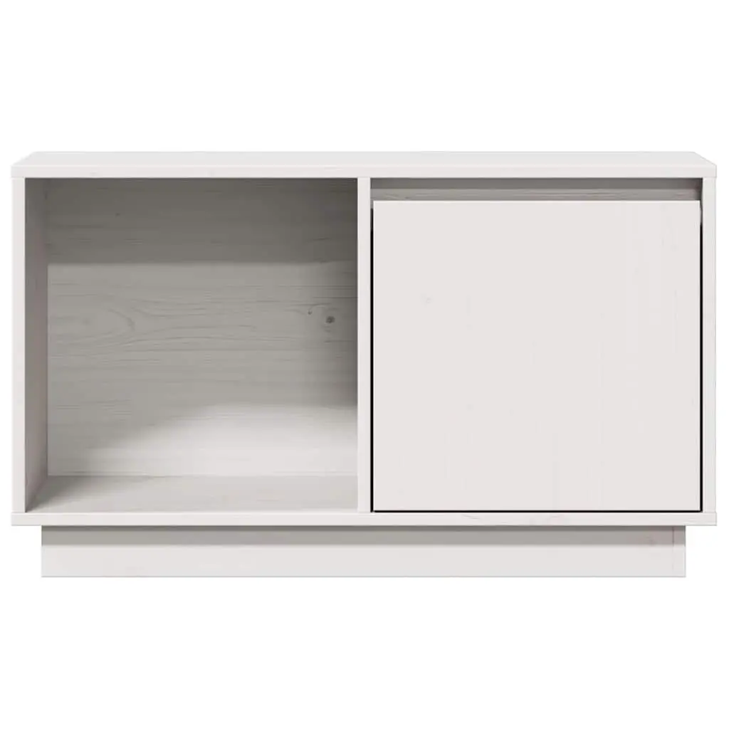 TV Cabinet White Solid Pine Wood 74x35x44 cm Storage Unit