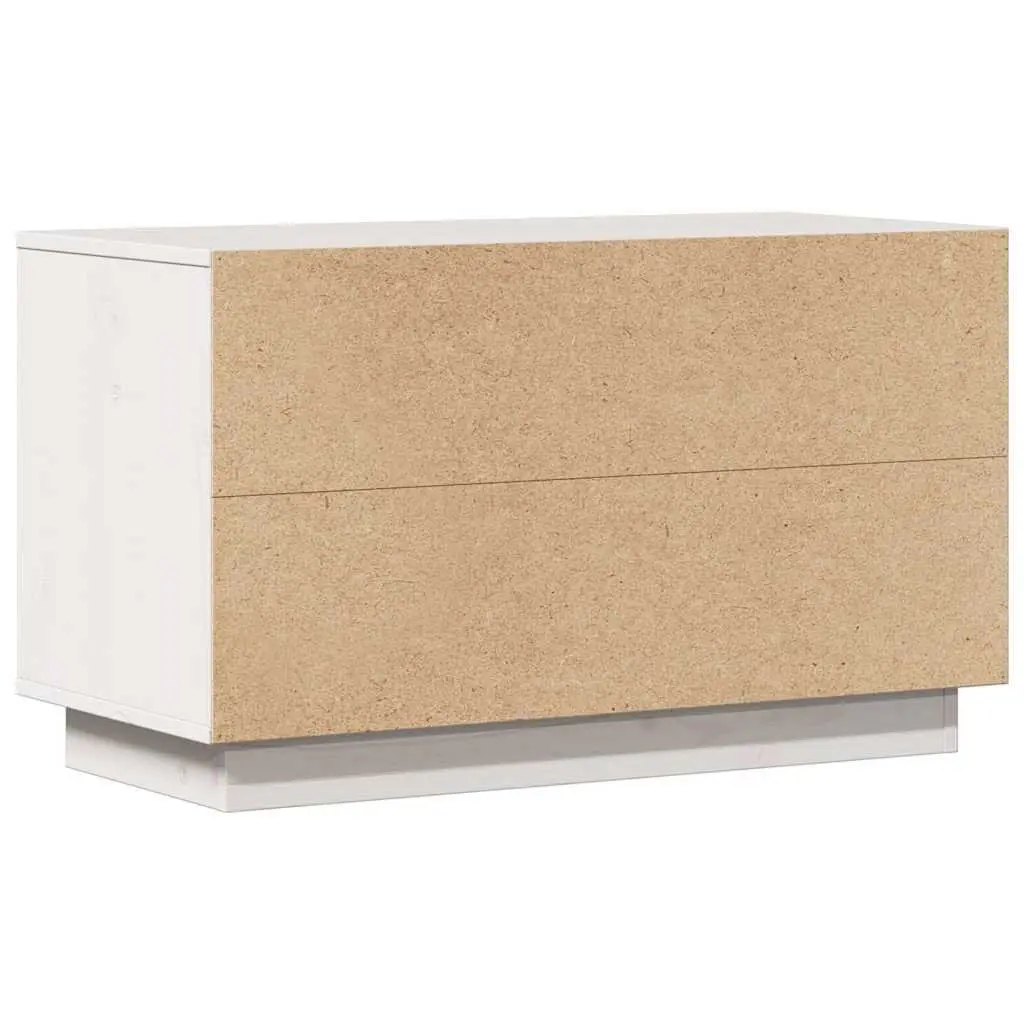 TV Cabinet White Solid Pine Wood 74x35x44 cm Storage Unit
