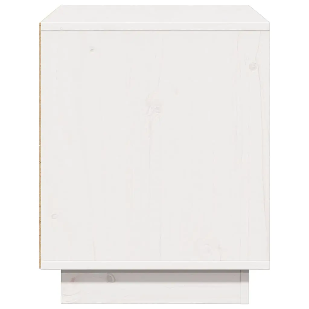 TV Cabinet White Solid Pine Wood 74x35x44 cm Storage Unit